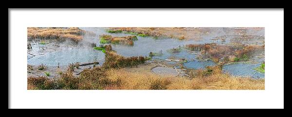 Fishing Bridge District Framed Print featuring the photograph Mud Volcano Area Panorama by Angelo Marcialis