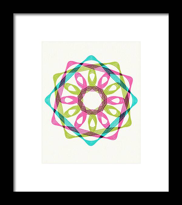 Accent Ornament Framed Print featuring the drawing Multi Color Flower and Boxes by CSA Images