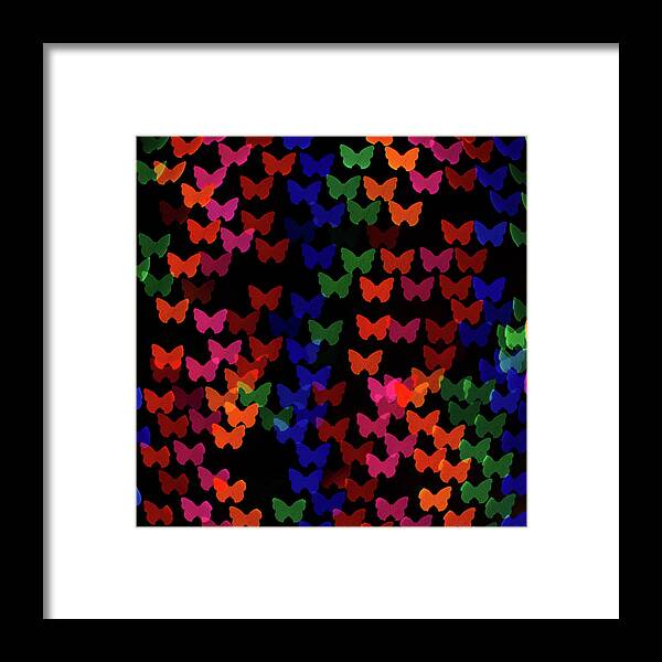Celebration Framed Print featuring the photograph Multi Colored Butterfly Shaped Lights by Lotus Carroll