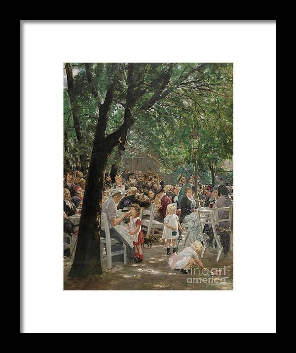 Color Image Framed Print featuring the drawing Munich Beer Garden by Heritage Images