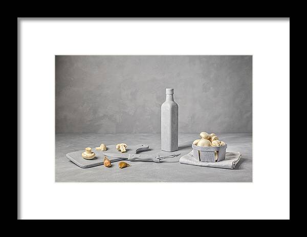 Bottle Framed Print featuring the photograph Mushrooms by Christophe Verot