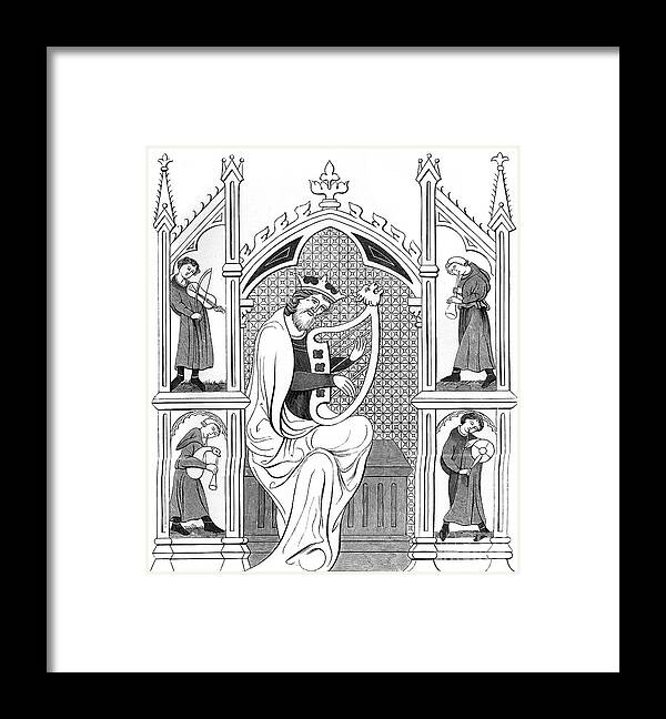 Circa 13th Century Framed Print featuring the drawing Music Concert, 13th Century 1849.artist by Print Collector
