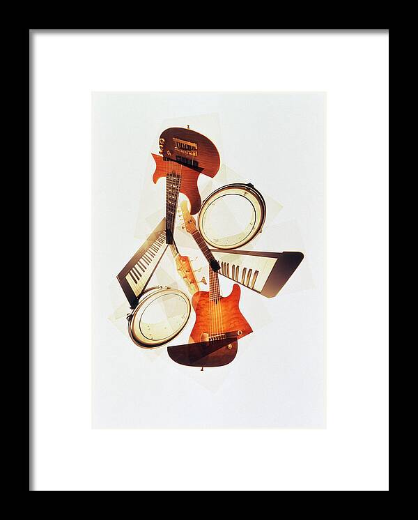 White Background Framed Print featuring the photograph Musical Instruments by Hans Neleman