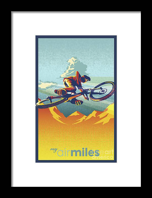 Mountain Bike Art Framed Print featuring the painting My Air Miles by Sassan Filsoof