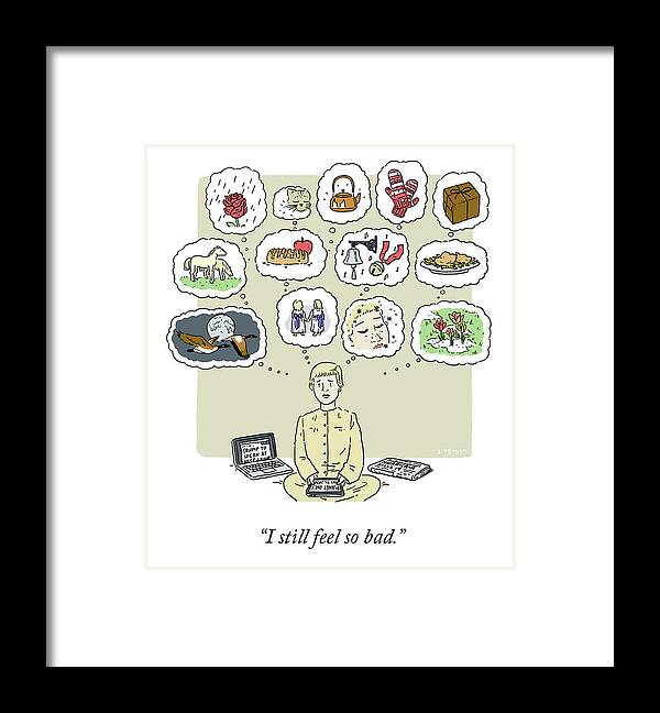 I Still Feel So Bad. Framed Print featuring the drawing My Favorite Things by Jeremy Nguyen