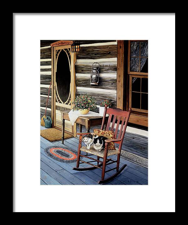 Cats Framed Print featuring the painting My Front Porch by Kevin Dodds