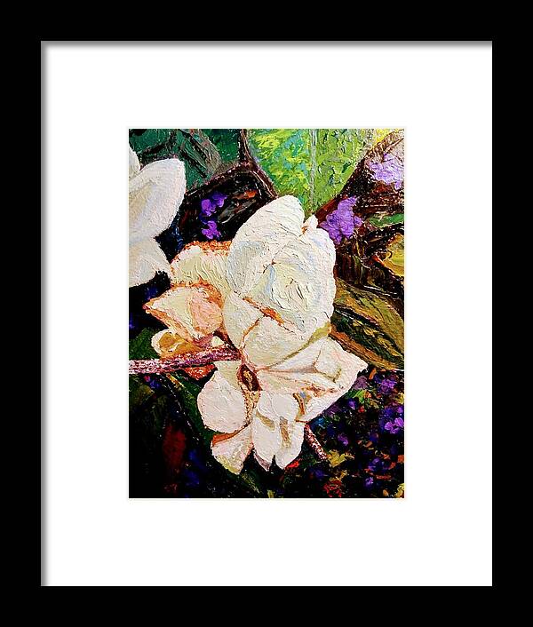 Flowers Framed Print featuring the painting My impasto flowers by Ray Khalife