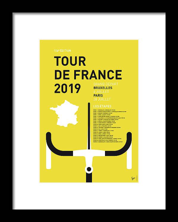 2019 Framed Print featuring the digital art My Tour De France Minimal Poster 2019 by Chungkong Art