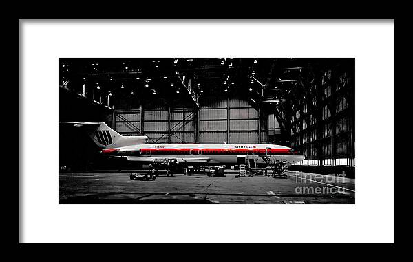 N7646 Framed Print featuring the photograph N7646, 727, tri, motor, Hangar, Chicago, Ohare maintenance Chica by Tom Jelen