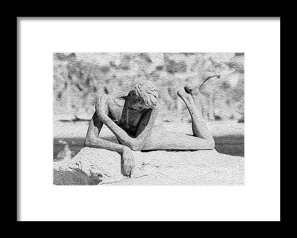 Grayscale Framed Print featuring the digital art Naked Embrace by Kenneth Montgomery