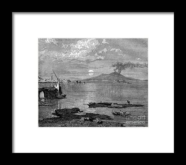 Engraving Framed Print featuring the drawing Naples And Mount Vesuvius by Print Collector