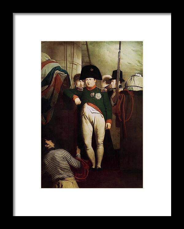 Napoleon Framed Print featuring the painting Napoleon Bonaparte on Board the Bellerophon in Plymouth Sound by War Is Hell Store