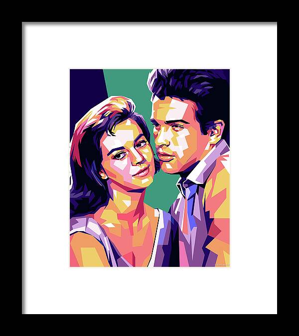 Natalie Wood Framed Print featuring the digital art Natalie Wood and Warren Beatty pop art by Movie World Posters