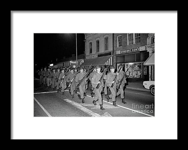Marching Framed Print featuring the photograph National Guard Marching With Rifles by Bettmann