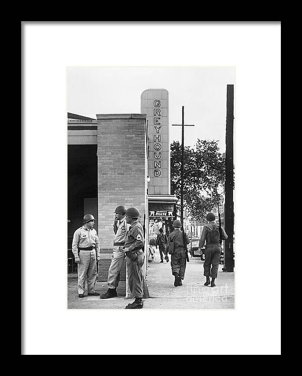 People Framed Print featuring the photograph National Guardsmen Patrolling In Alabama by Bettmann