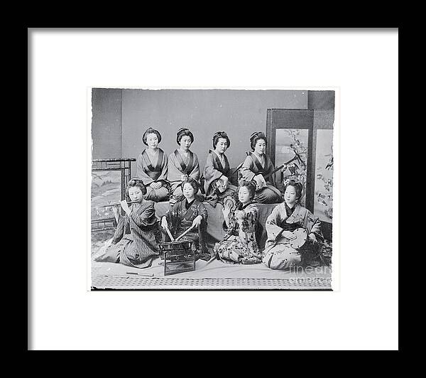 People Framed Print featuring the photograph Native Female Orchestra by Bettmann