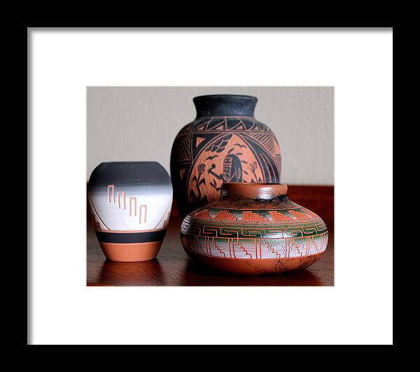 Native American Framed Print featuring the photograph Native Pots 2 Photograph by Kimberly Walker