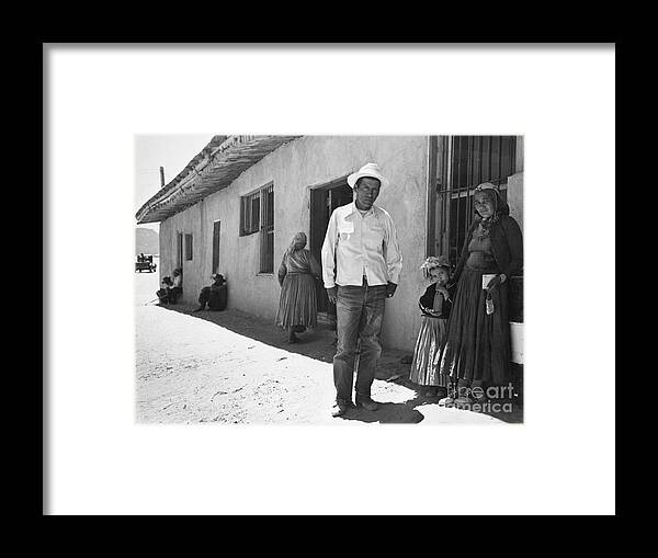 Trading Framed Print featuring the photograph Navajo Family Outside Trading Post by Bettmann