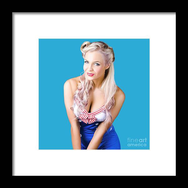 Sailor Framed Print featuring the photograph Navy pinup woman by Jorgo Photography