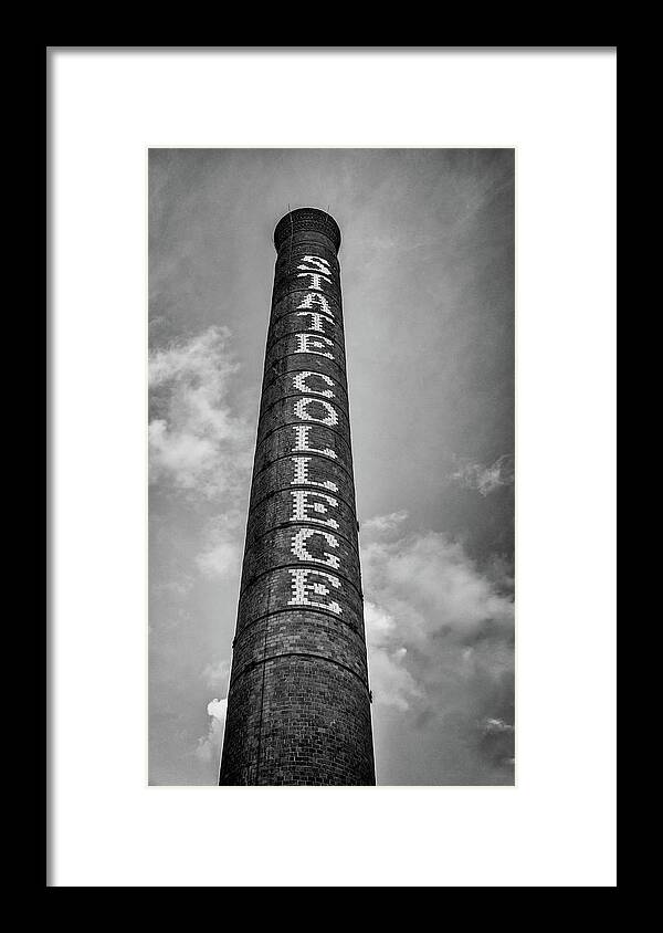 Ncsu Framed Print featuring the photograph NCSU Smokestack by Stephen Stookey