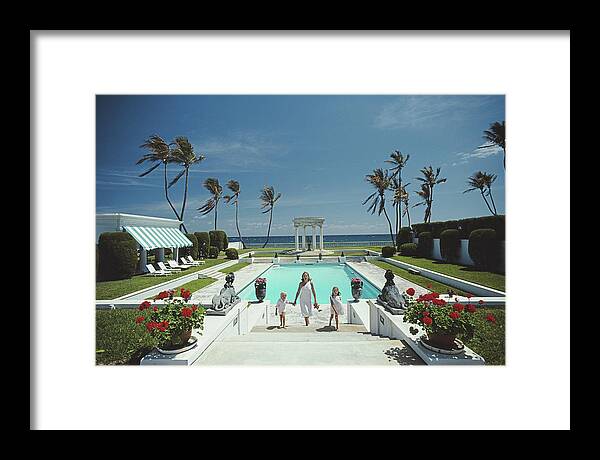 1980-1989 Framed Print featuring the photograph Neo-classical Pool by Slim Aarons
