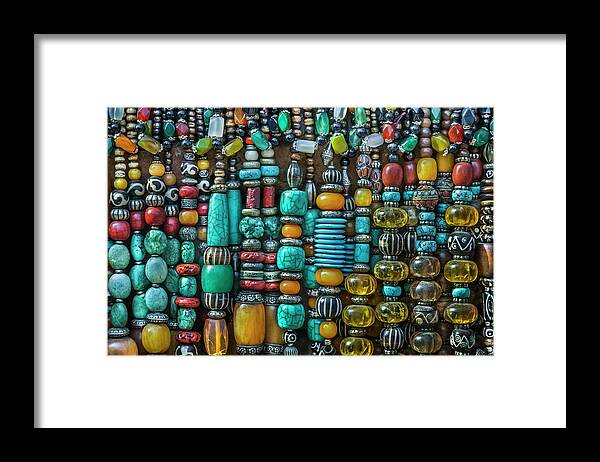 Retail Framed Print featuring the photograph Nepalese Gem Stone Jewellery At A by Glen Allison