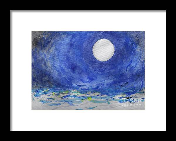 Watercolor Framed Print featuring the painting Neptune Full Moon by Denise F Fulmer