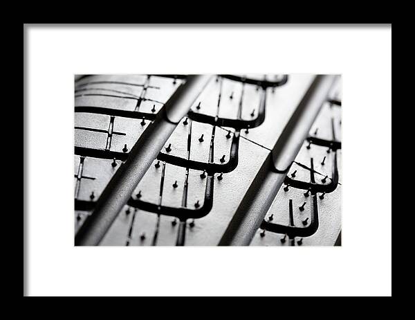 White Background Framed Print featuring the photograph New Car Tire Profile On White Background by Deepblue4you