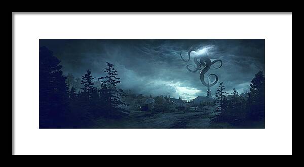 Lovecraft Framed Print featuring the digital art New England by Guillem H Pongiluppi