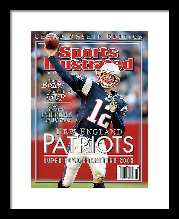 Motion Framed Print featuring the photograph New England Qb Tom Brady, Super Bowl Xxxviii Champions Sports Illustrated Cover by Sports Illustrated