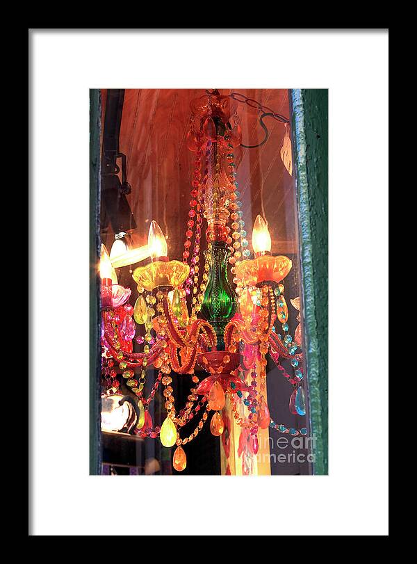 New Orleans Chandelier Framed Print featuring the photograph New Orleans Chandelier Colors by John Rizzuto