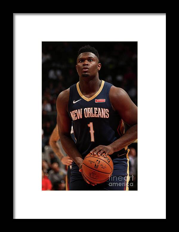 Zion Williamson Framed Print featuring the photograph New Orleans Pelicans V Atlanta Hawks by Layne Murdoch Jr.