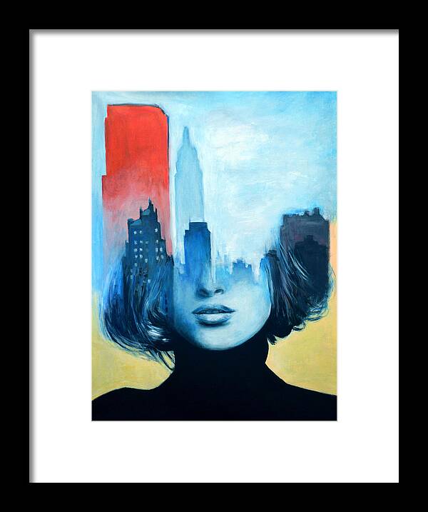 New York Framed Print featuring the painting New york Blend by Escha Van den bogerd