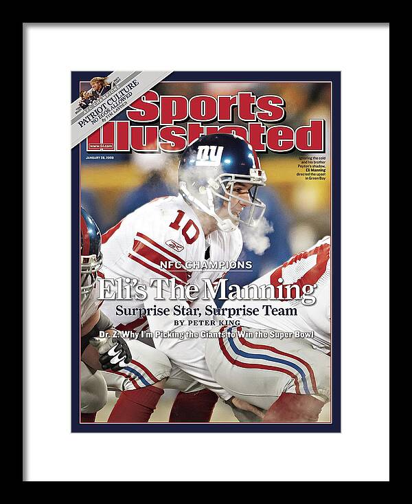 Magazine Cover Framed Print featuring the photograph New York Giants Qb Eli Manning, 2008 Nfc Championship Sports Illustrated Cover by Sports Illustrated