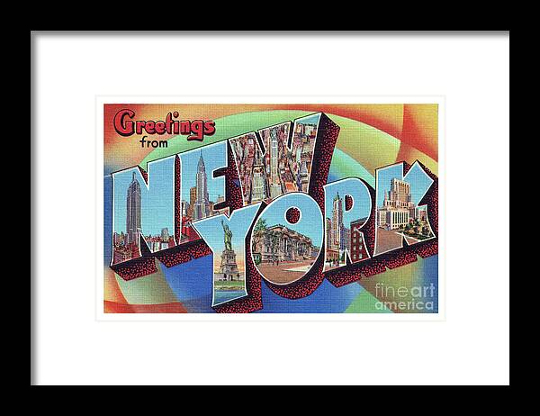 New York Framed Print featuring the photograph New York Greetings - Version 2 by Mark Miller