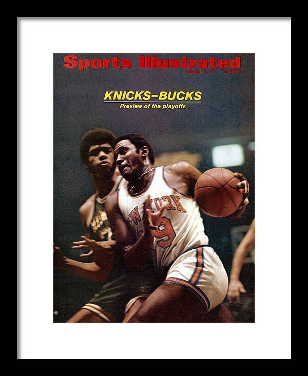Willis Reed Framed Print featuring the photograph New York Knicks Willis Reed And Milwaukee Bucks Lew Alcindor Sports Illustrated Cover by Sports Illustrated