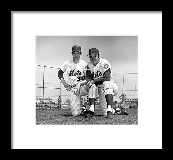 American League Baseball Framed Print featuring the photograph New York Mets Texas Battery Nolan Ryan by New York Daily News Archive