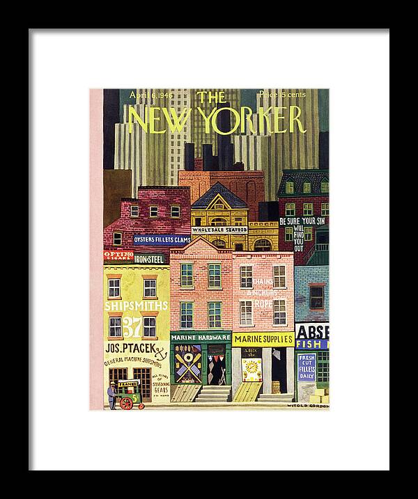 Illustration Framed Print featuring the painting New Yorker April 6 1946 by Witold Gordon
