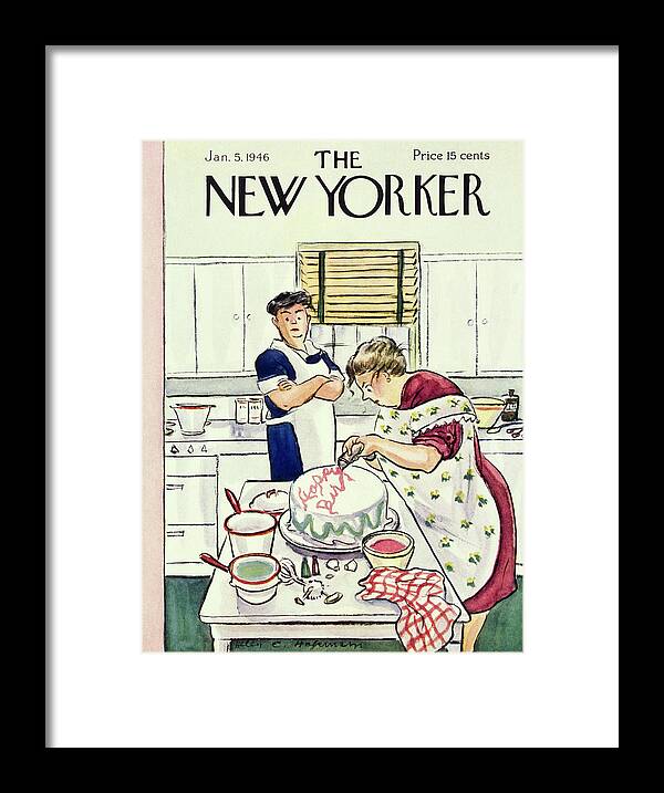 Food Framed Print featuring the painting New Yorker January 5 1946 by Helene E Hokinson