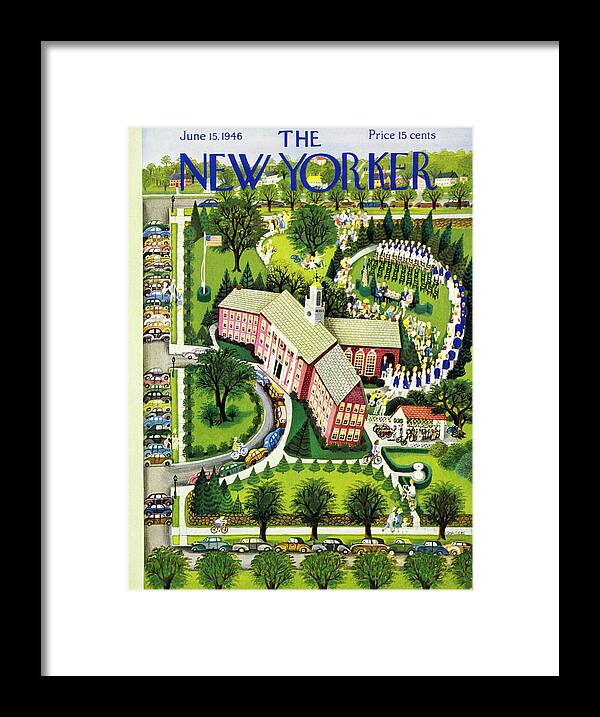 Illustration Framed Print featuring the painting New Yorker June 15 1946 by Edna Eicke