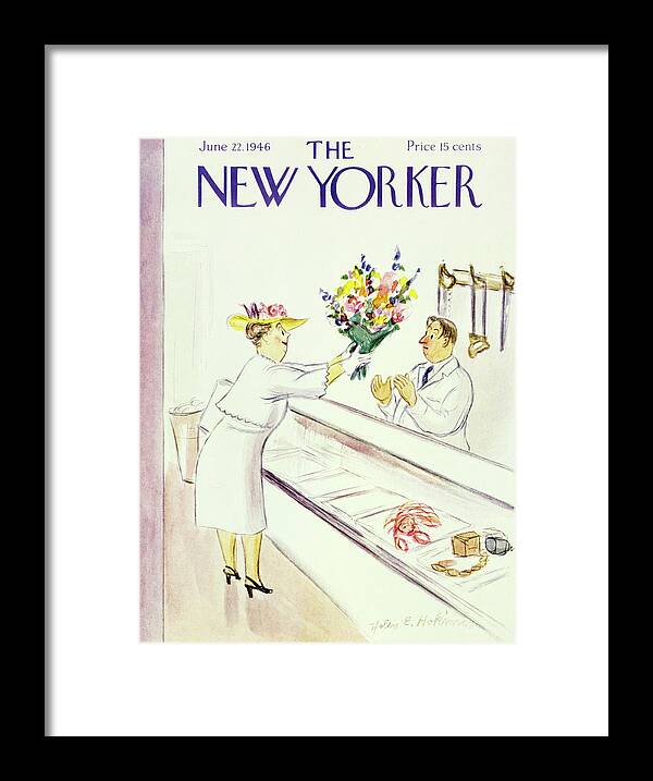 Illustration Framed Print featuring the painting New Yorker June 22 1946 by Helene E Hokinson