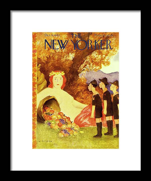 Children Framed Print featuring the painting New Yorker October 9 1943 by William Cotton