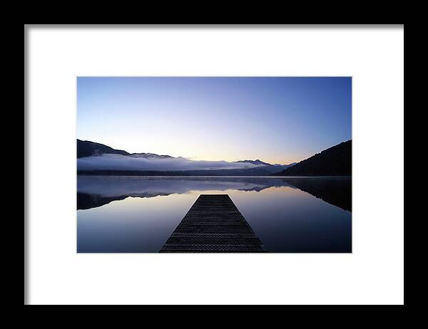 Scenics Framed Print featuring the photograph New Zealand Lake Scene by Simonbradfield