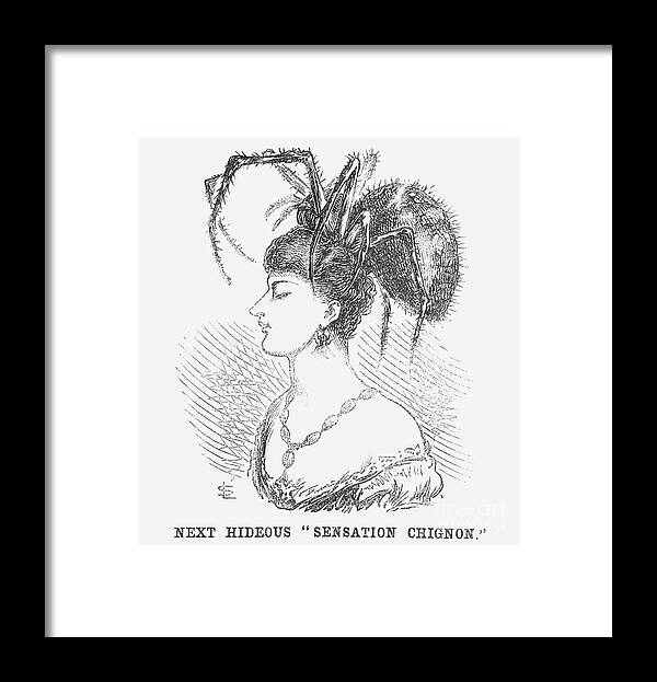 Engraving Framed Print featuring the drawing Next Hideous Sensation Chignon, 1867 by Print Collector