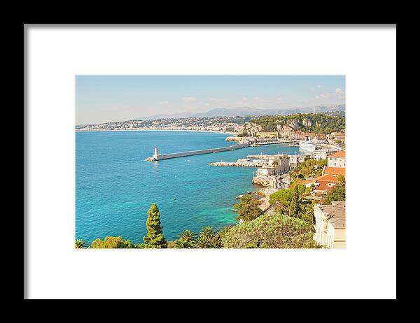 Outdoors Framed Print featuring the photograph Nice Coastline And Harbour, France by John Harper