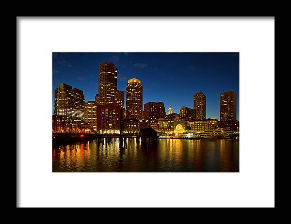 Night At Rowes Wharf Framed Print featuring the photograph Night At Rowes Wharf by Michael Blanchette Photography