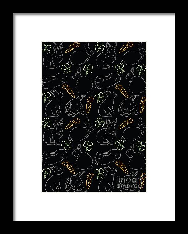 Carrot Framed Print featuring the digital art Night Bunnies by Claire Huntley