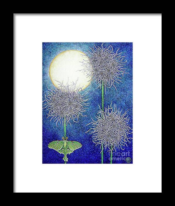 Moth Framed Print featuring the painting Night Garden 2 by Amy E Fraser