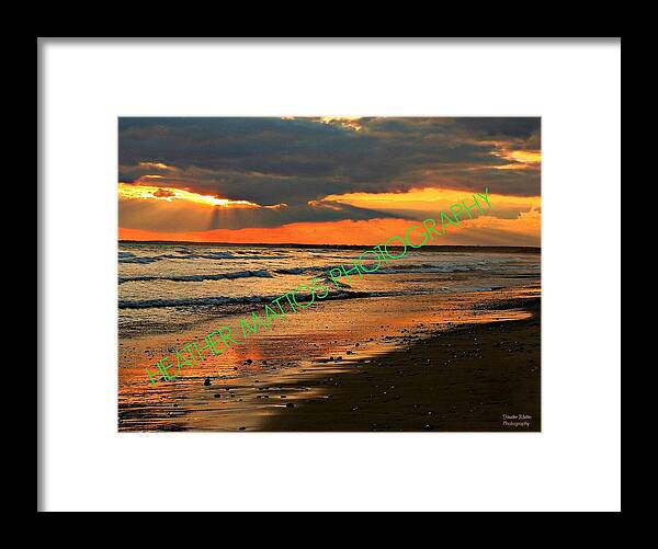 Ocean Framed Print featuring the photograph Night Lights New England by Heather M Photography