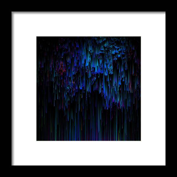 Glitch Framed Print featuring the digital art Night Rain by Jennifer Walsh